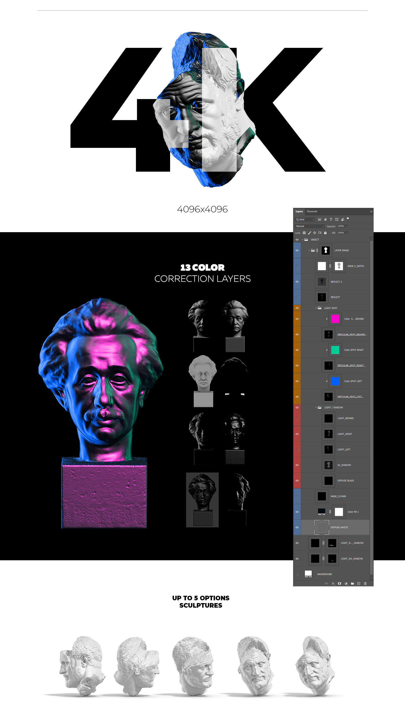 Collection of 85 Sculptures Busts #2, for branding and design of your product Collection of 85 Sculptures Busts #2, for branding and design of your product