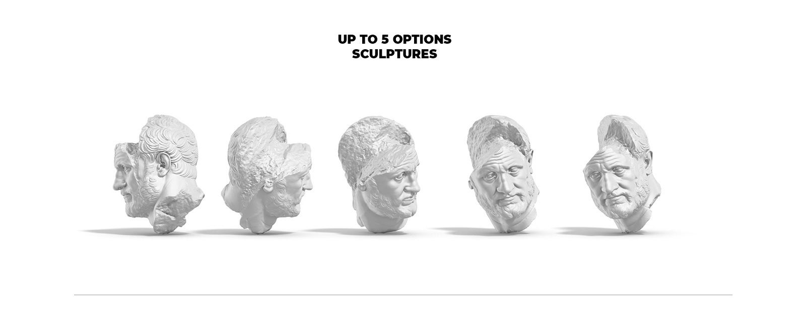 Collection of 5 Sculptures Busts #3, for branding and design of your product