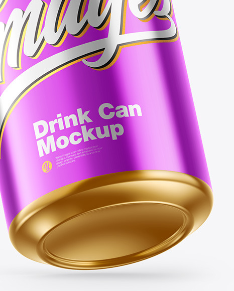 Glossy Metallic Drink Can Mockup