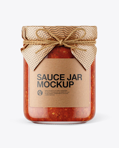 Glass Tomato Meat Sauce Jar with Paper Cap Mockup