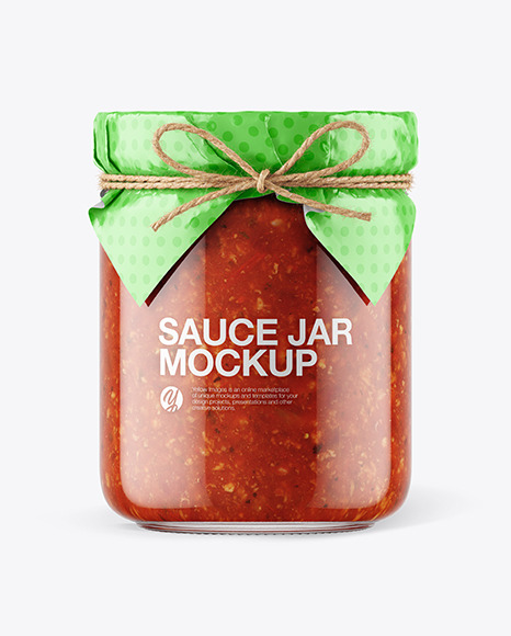 Glass Tomato Meat Sauce Jar with Paper Cap Mockup