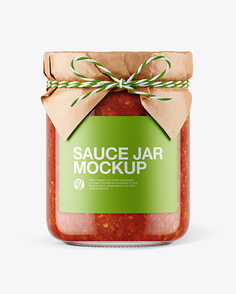 Glass Tomato Meat Sauce Jar with Paper Cap Mockup