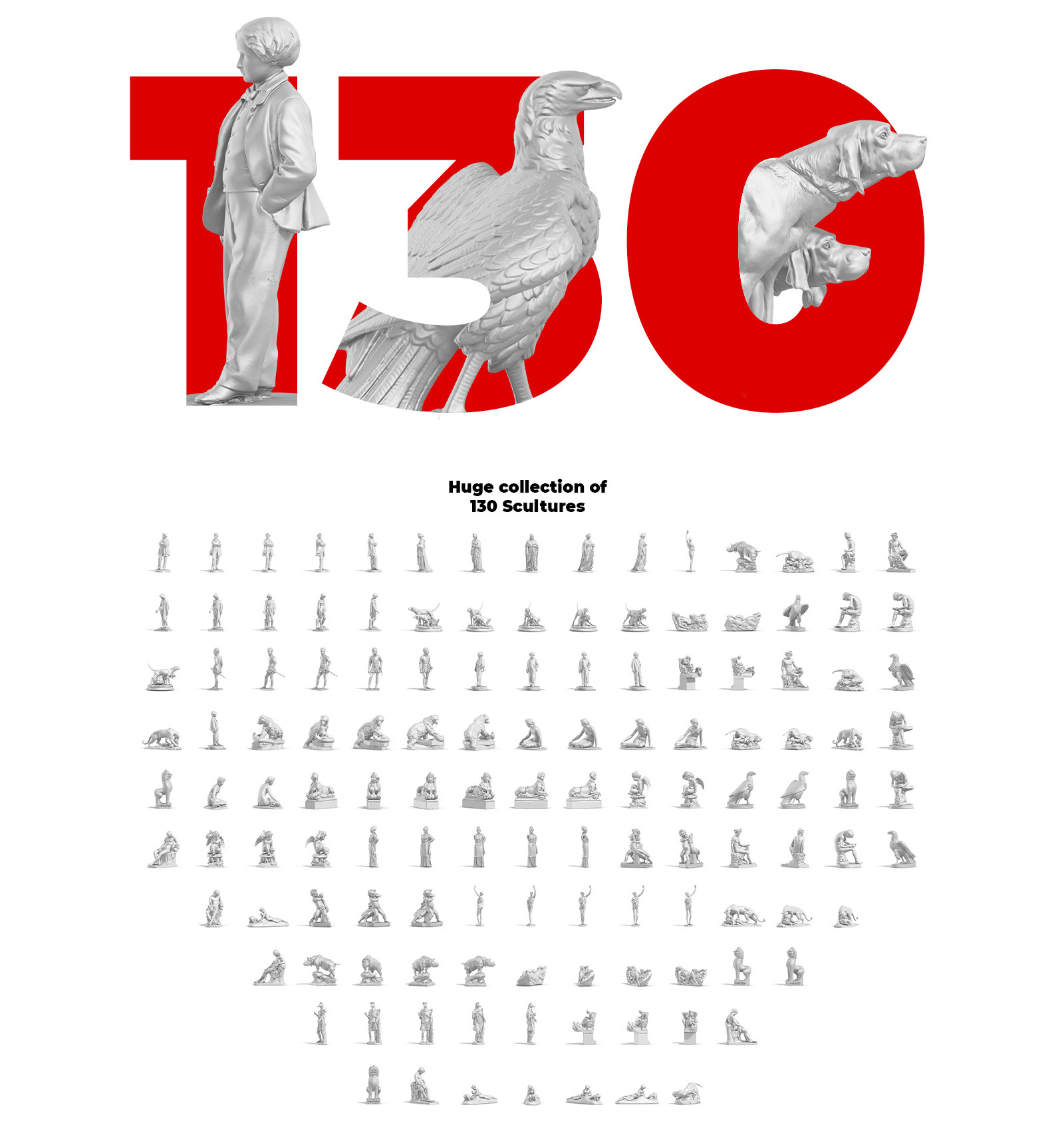 Collection of 130 Sculptures Statue #4, for branding and design of your product Collection of 130 Sculptures Statue #4, for branding and design of your product