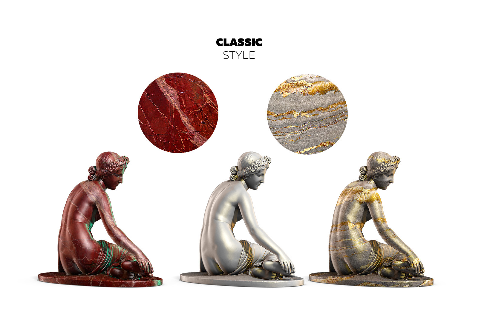 Collection of 130 Sculptures Statue #4, for branding and design of your product