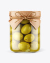 Glass Green Olives Jar with Paper Cap Mockup