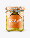 Glass Green Olives Jar with Paper Cap Mockup