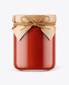 Glass Tomato Sauce Jar with Paper Cap Mockup