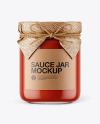 Glass Tomato Sauce Jar with Paper Cap Mockup