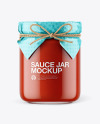 Glass Tomato Sauce Jar with Paper Cap Mockup