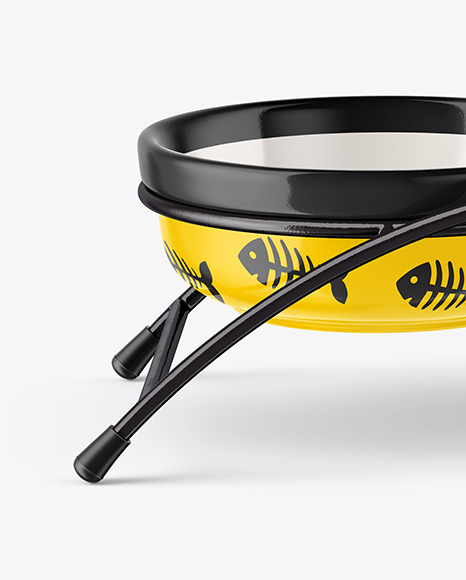 Two Glossy Pet Feeding Bowls Mockup