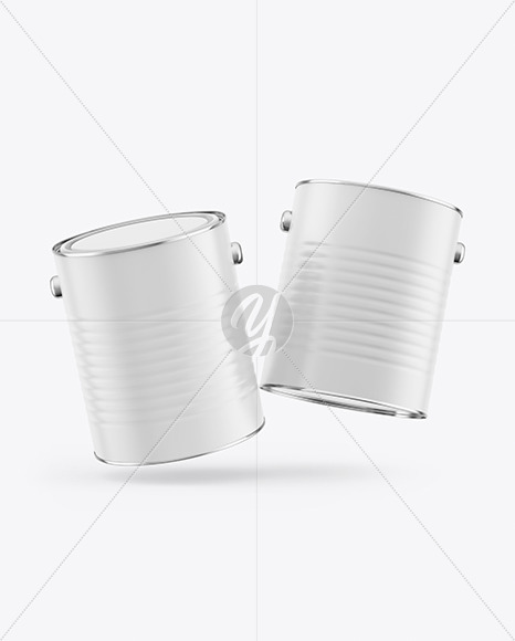 Two Matte Paint Buckets Mockup