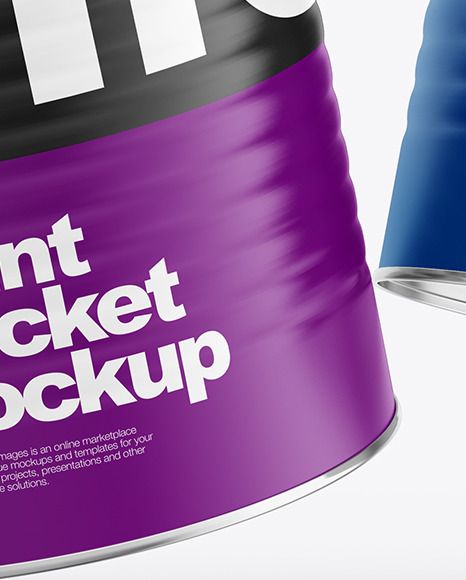 Two Matte Paint Buckets Mockup