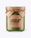 Glass Pesto Sauce Jar with Paper Cap Mockup