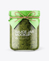 Glass Pesto Sauce Jar with Paper Cap Mockup