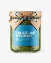 Glass Pesto Sauce Jar with Paper Cap Mockup