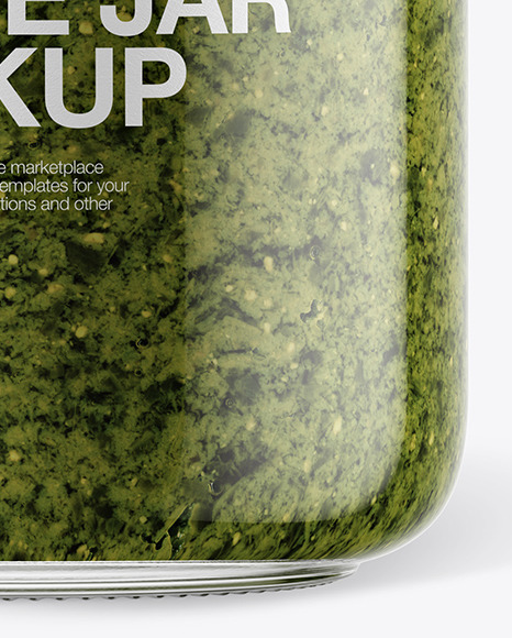 Glass Pesto Sauce Jar with Paper Cap Mockup