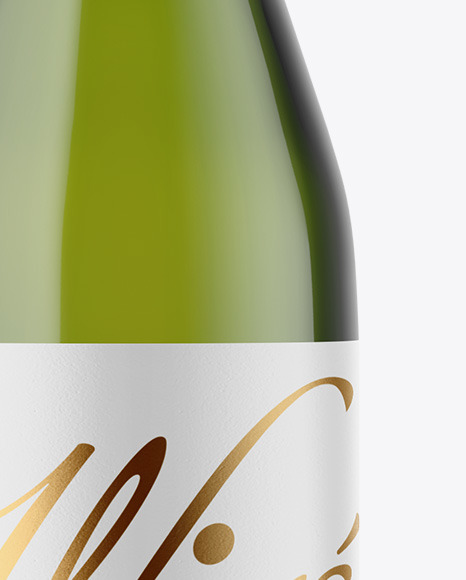 Green Glass White Wine Bottle Mockup