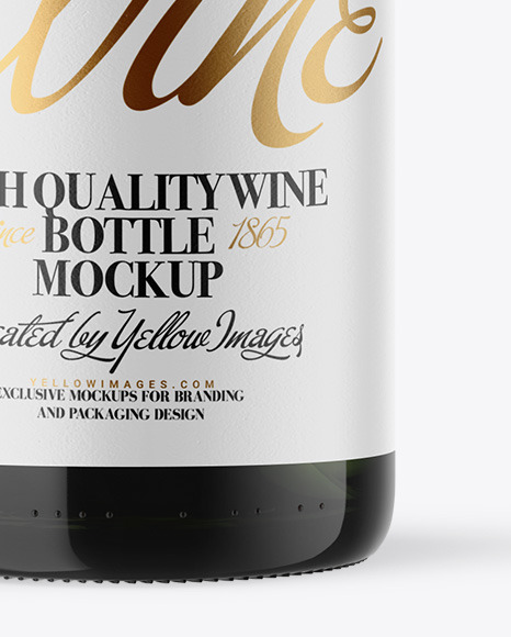 Green Glass White Wine Bottle Mockup