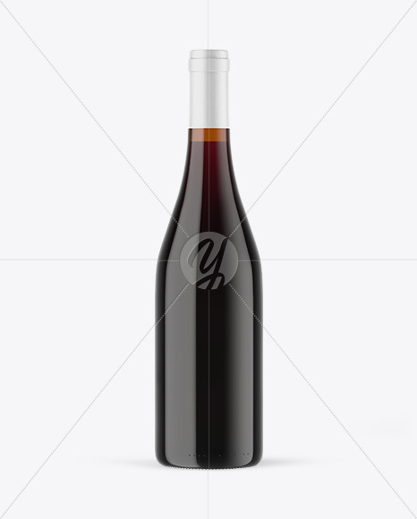 Amber Glass Red Wine Bottle Mockup