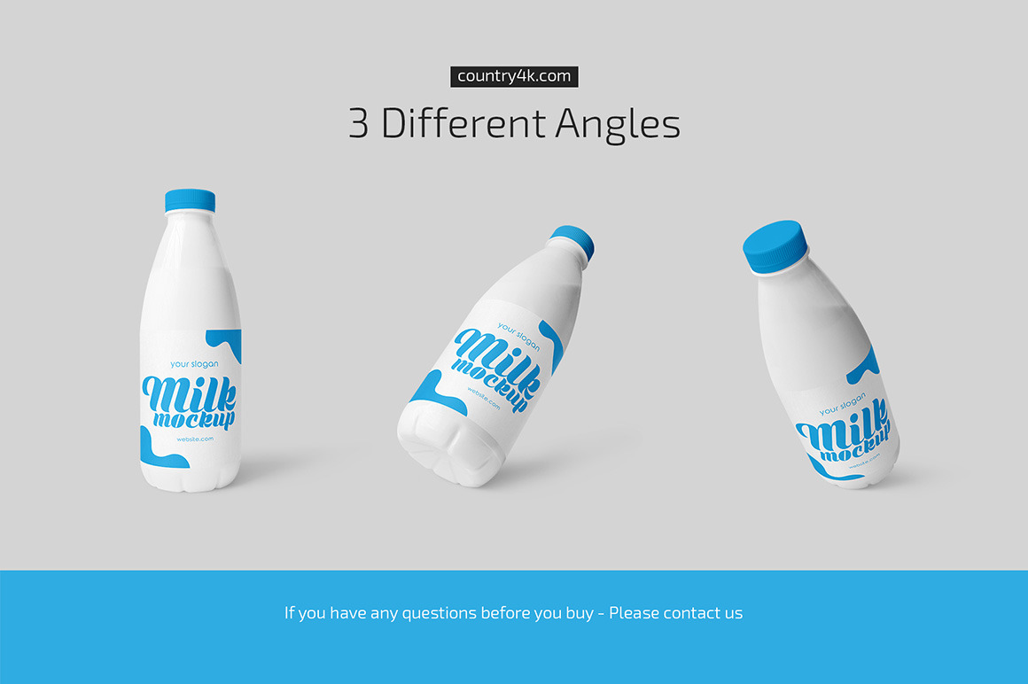 Plastic Milk Bottle Mockup Set Plastic Milk Bottle Mockup Set