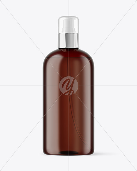 Amber Cosmetic Bottle with Pump Mockup