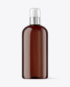 Amber Cosmetic Bottle with Pump Mockup