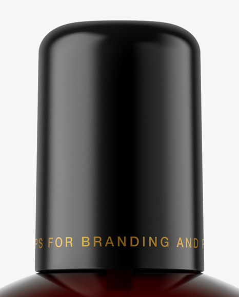 Amber Cosmetic Bottle with Pump Mockup