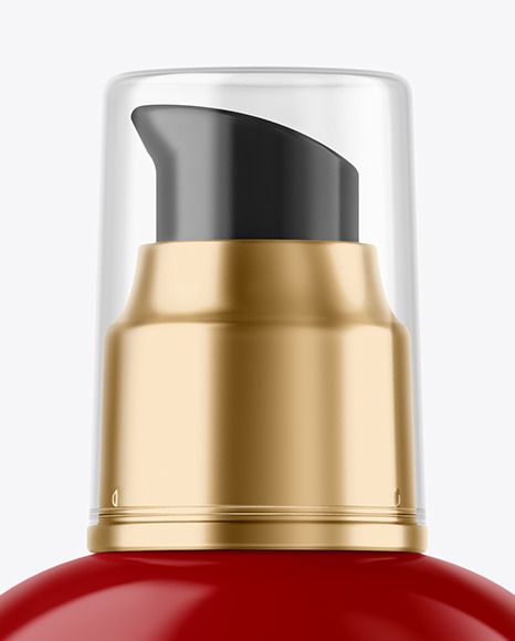 Glossy Cosmetic Bottle with Pump Mockup