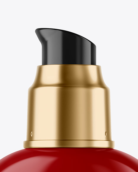 Glossy Cosmetic Bottle with Pump Mockup