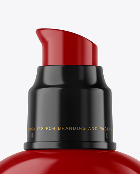 Glossy Cosmetic Bottle with Pump Mockup