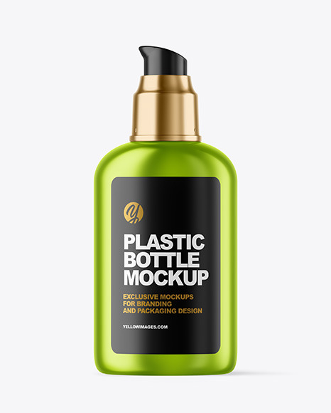 Metallic Cosmetic Bottle with Pump Mockup - Label mockup bottle