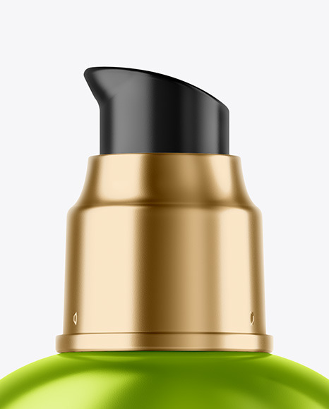 Metallic Cosmetic Bottle with Pump Mockup