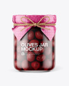 Glass Kalamata Olives Jar with Paper Cap Mockup