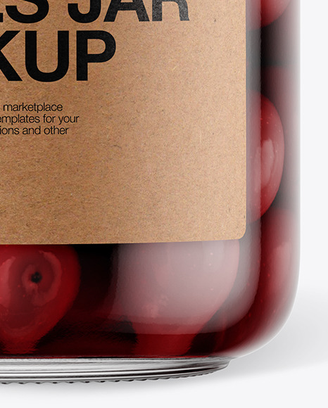 Glass Kalamata Olives Jar with Paper Cap Mockup