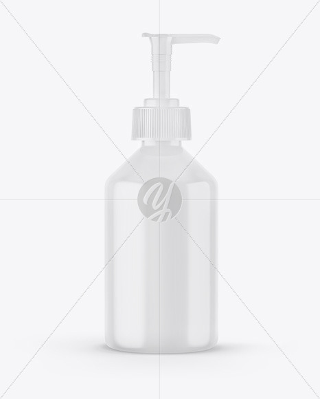 Glossy Cosmetic Bottle with Pump Mockup