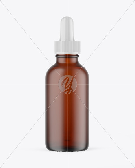 Frosted Amber Glass Dropper Bottle Mockup