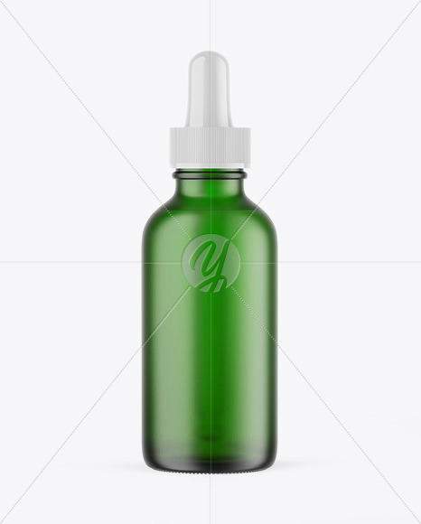 Frosted Green Glass Dropper Bottle Mockup