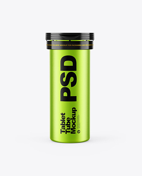 Metallic Tablet Tube Mockup - Pills+Tube+