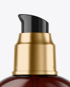 Amber Cosmetic Bottle with Pump Mockup