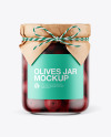 Glass Kalamata Olives Jar with Paper Cap Mockup