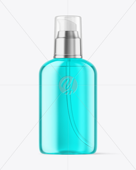 Color Plastic Cosmetic Bottle with Pump Mockup