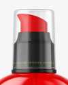 Color Plastic Cosmetic Bottle with Pump Mockup