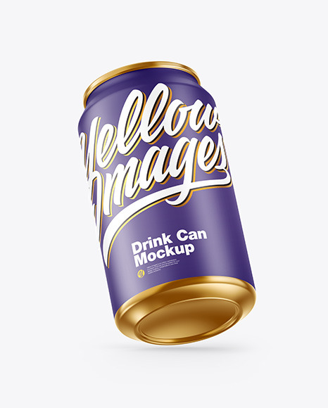 Metallic Drink Can w/ Matte Finish Mockup