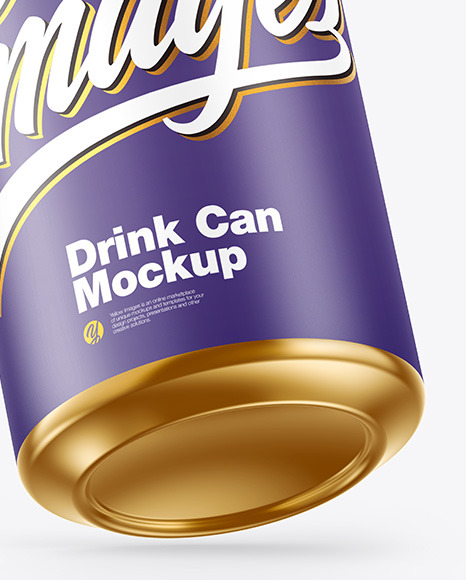 Metallic Drink Can w/ Matte Finish Mockup