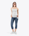 Woman in Strap Top and Jeans Mockup