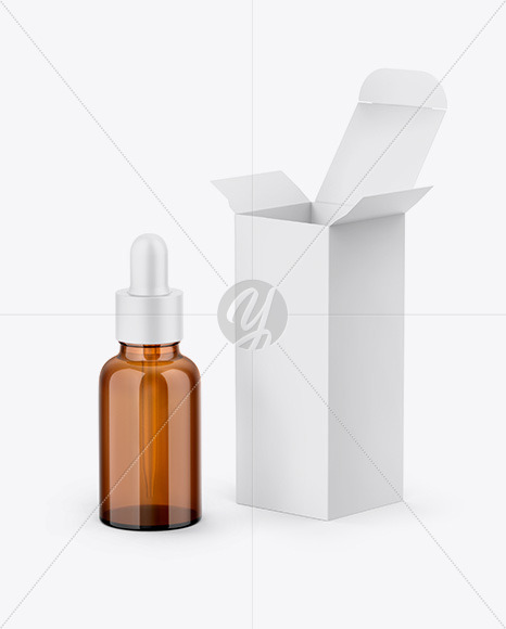 Paper Box W/ Amber Dropper Bottle Mockup