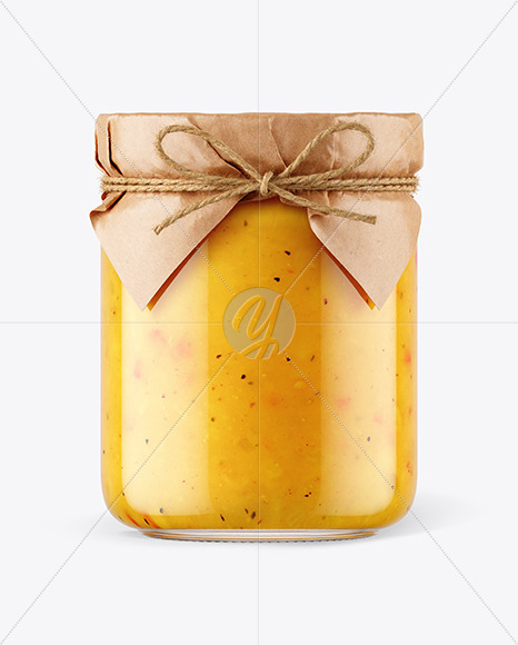 Glass Curry Sauce Jar with Paper Cap Mockup