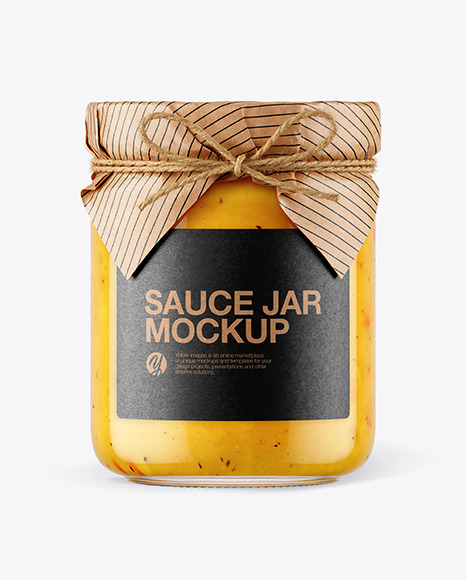 Glass Curry Sauce Jar with Paper Cap Mockup