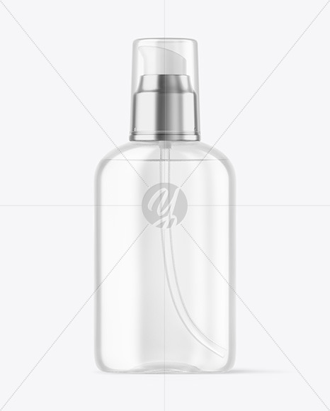 Clear Cosmetic Bottle with Pump Mockup