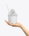 Paper Ice Cream Cup in Hand Mockup